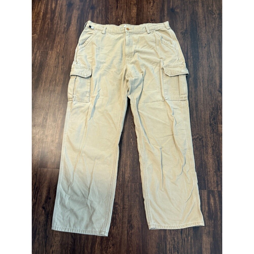 Carhartt FR Cargo Pants Mens 42x34 Khaki ATPV 12 CAT 2 FRB240 Wide Leg Baggy